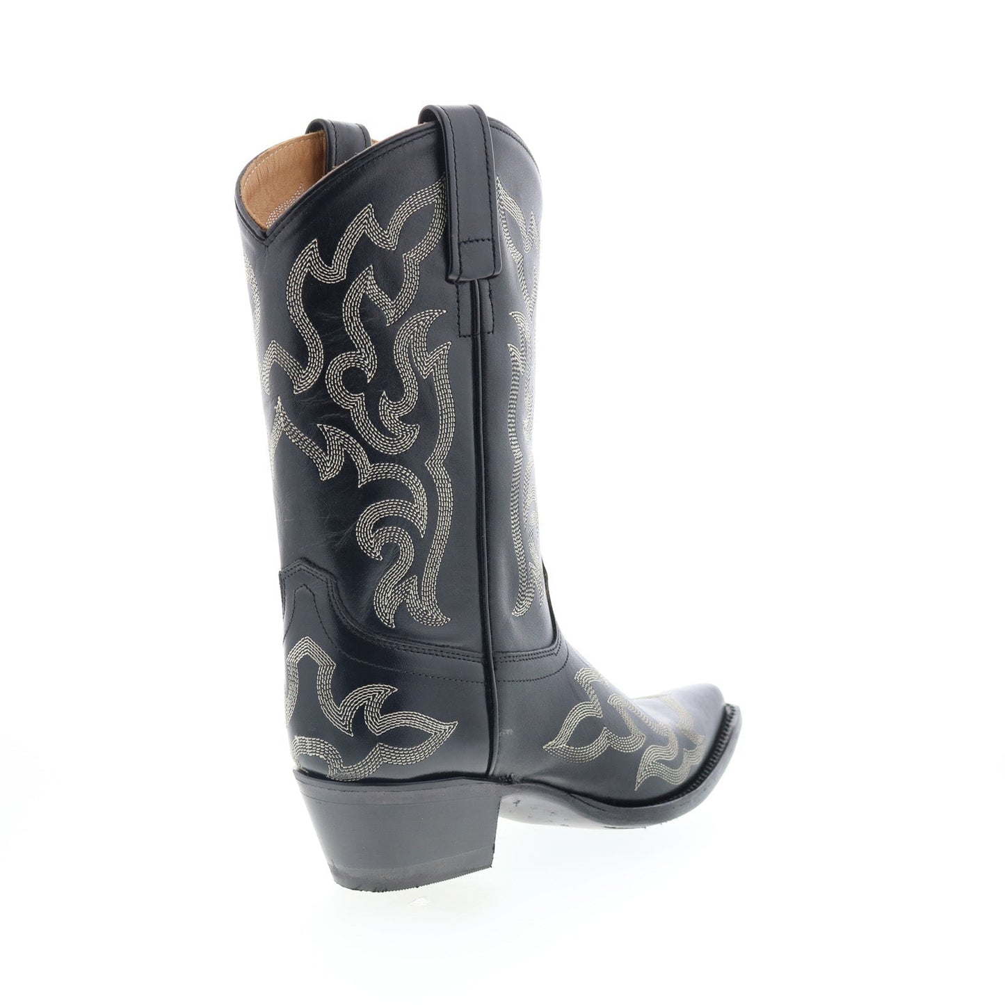 Jama Old West 18052 Womens Black Leather Slip On Cowboy Western Boots