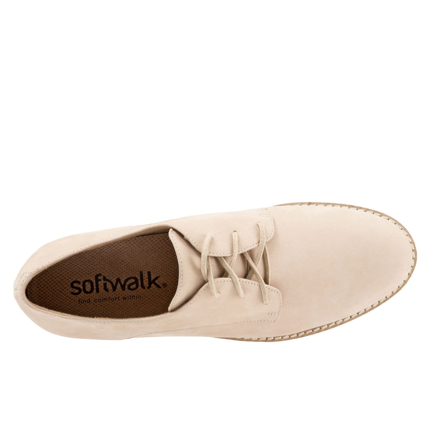 Softwalk Willis S1811-234 Womens Beige Leather Lace Up Oxford Flats Shoes