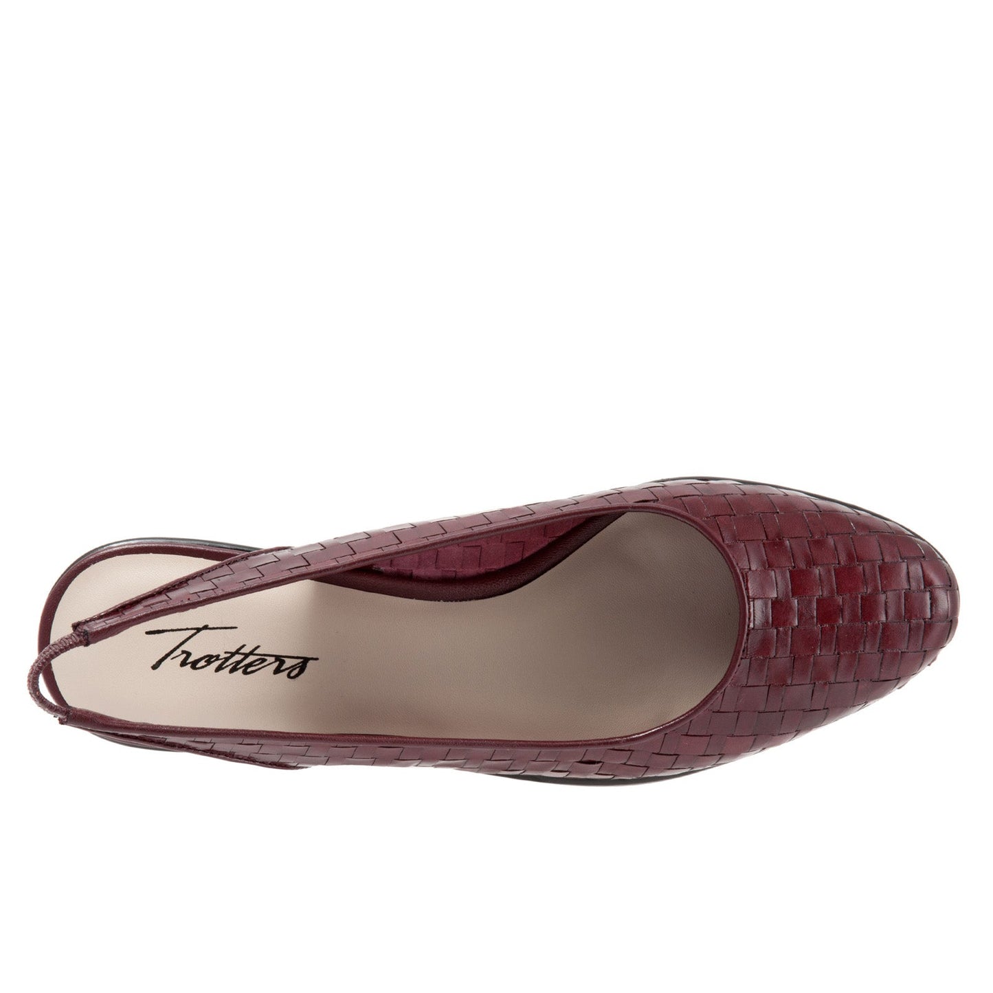 Trotters Lucy T1711-755 Womens Burgundy Extra Wide Slingback Flats Shoes