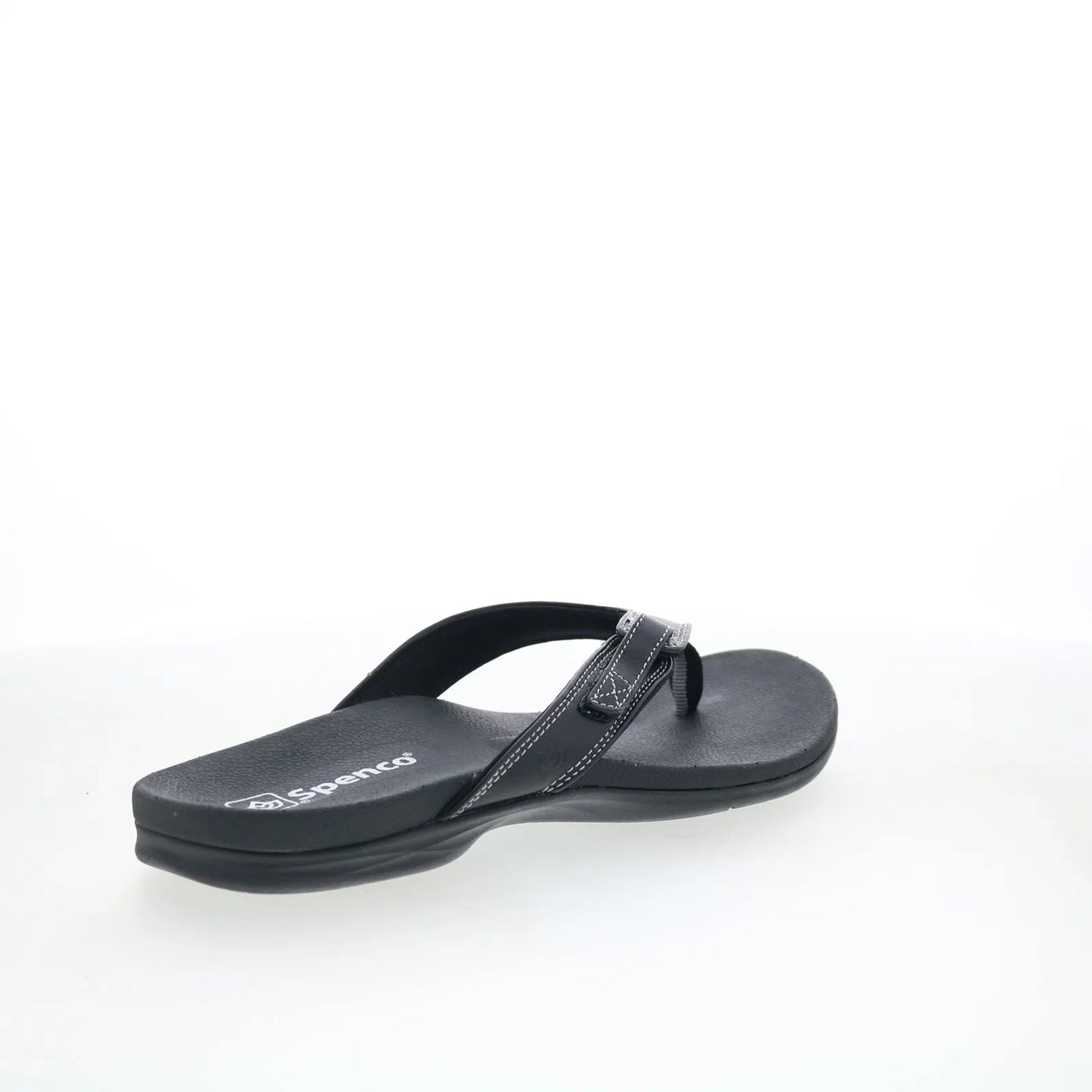 Spenco Ava SP1137BLK Womens Black Leather Slip On Flip-Flops Sandals Shoes
