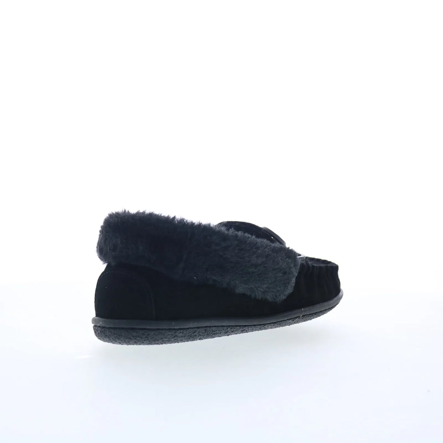 Minnetonka Camp Collar Moc 40799 Womens Black Suede Moccasin Slippers Shoes