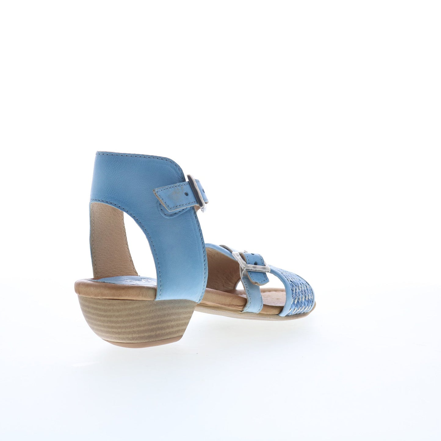 Miz Mooz Chaise Womens Blue Leather Hook & Loop Heeled Sandals Shoes