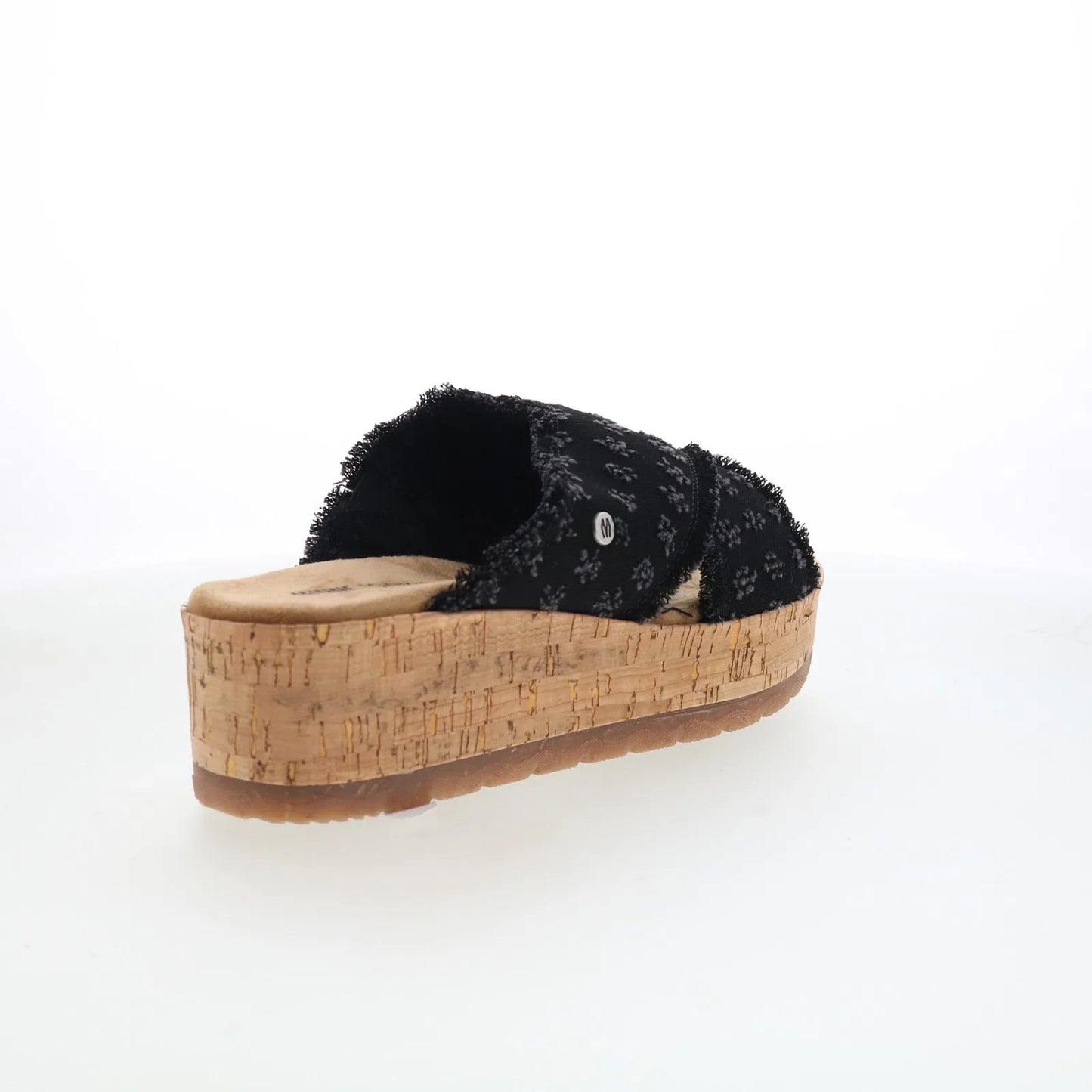 Minnetonka Posey 563029 Womens Black Canvas Slip On Wedges Sandals Shoes