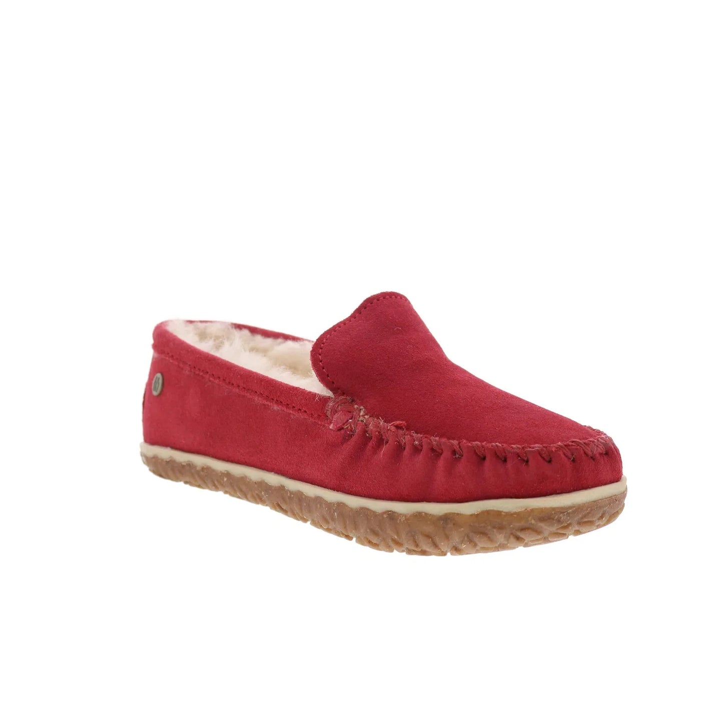 Minnetonka Terese 3306 Womens Red Suede Slip On Loafer Flats Shoes