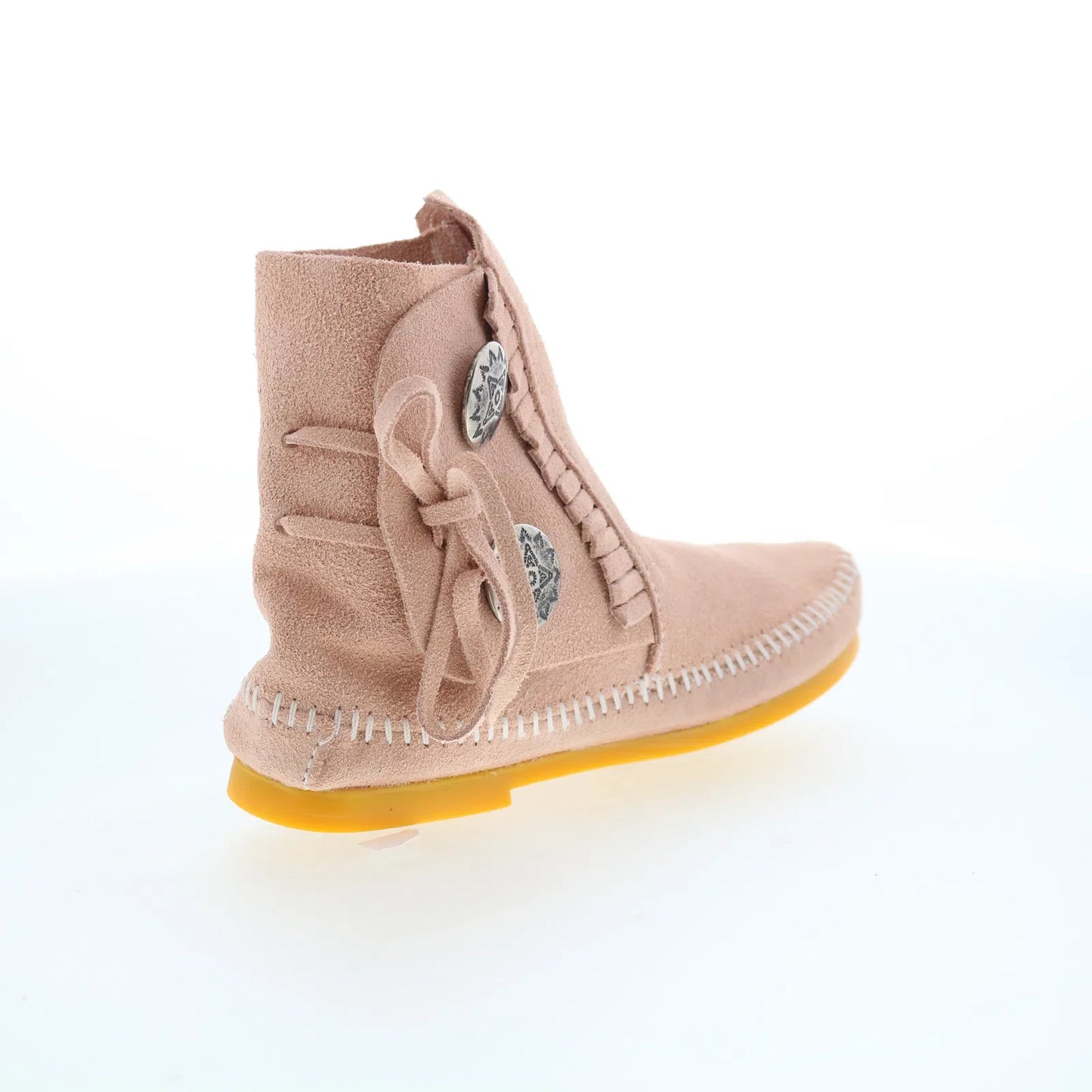 Minnetonka Two Button Boot 446P Womens Pink Suede Ankle & Booties Boots