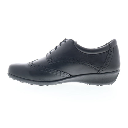 Drew Rome 10332-12 Womens Black Narrow Leather Oxford Flats Shoes