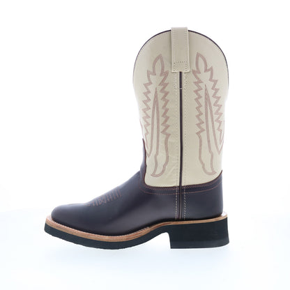 Jama Old West 1642L Womens Brown Leather Slip On Cowboy Western Boots