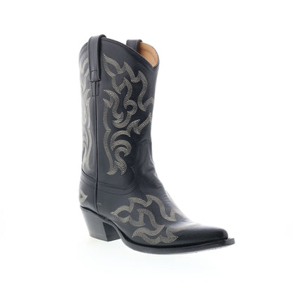 Jama Old West 18052 Womens Black Leather Slip On Cowboy Western Boots