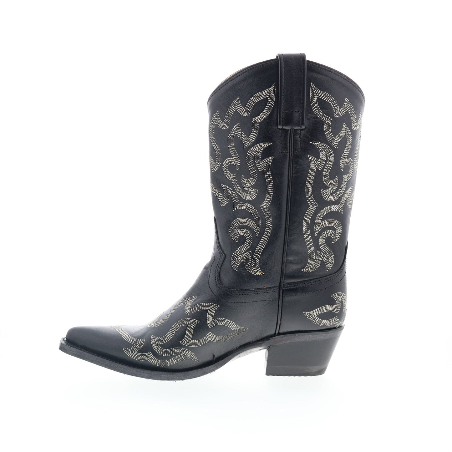 Jama Old West 18052 Womens Black Leather Slip On Cowboy Western Boots
