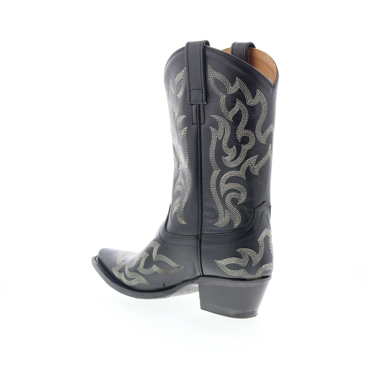 Jama Old West 18052 Womens Black Leather Slip On Cowboy Western Boots