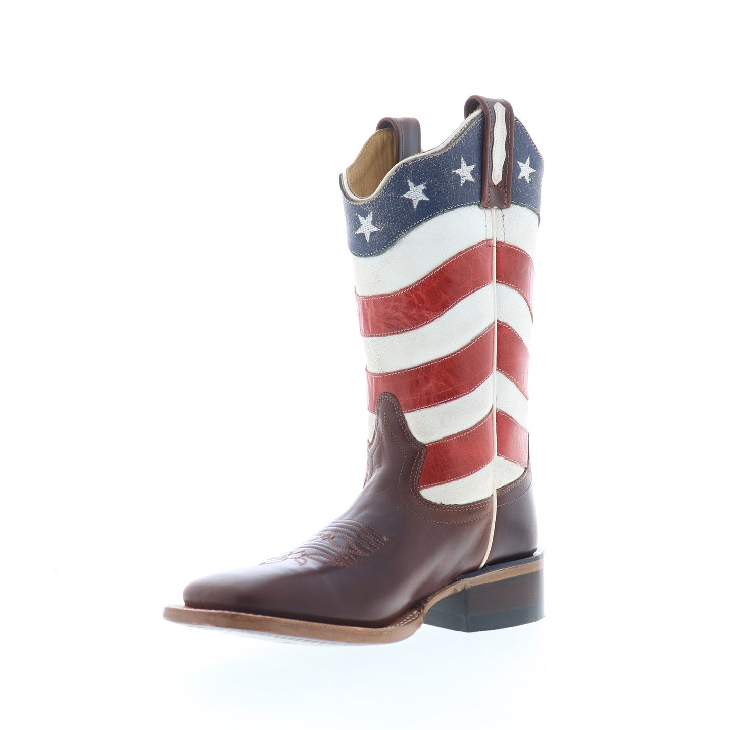 Jama Old West 18116 Womens Brown Leather Slip On Cowboy Western Boots