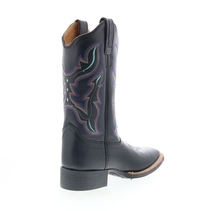 Jama Old West 18121 Womens Black Leather Slip On Cowboy Western Boots