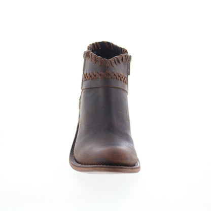 Jama Old West Snip Toe 18150 Womens Brown Leather Zipper Western Boots
