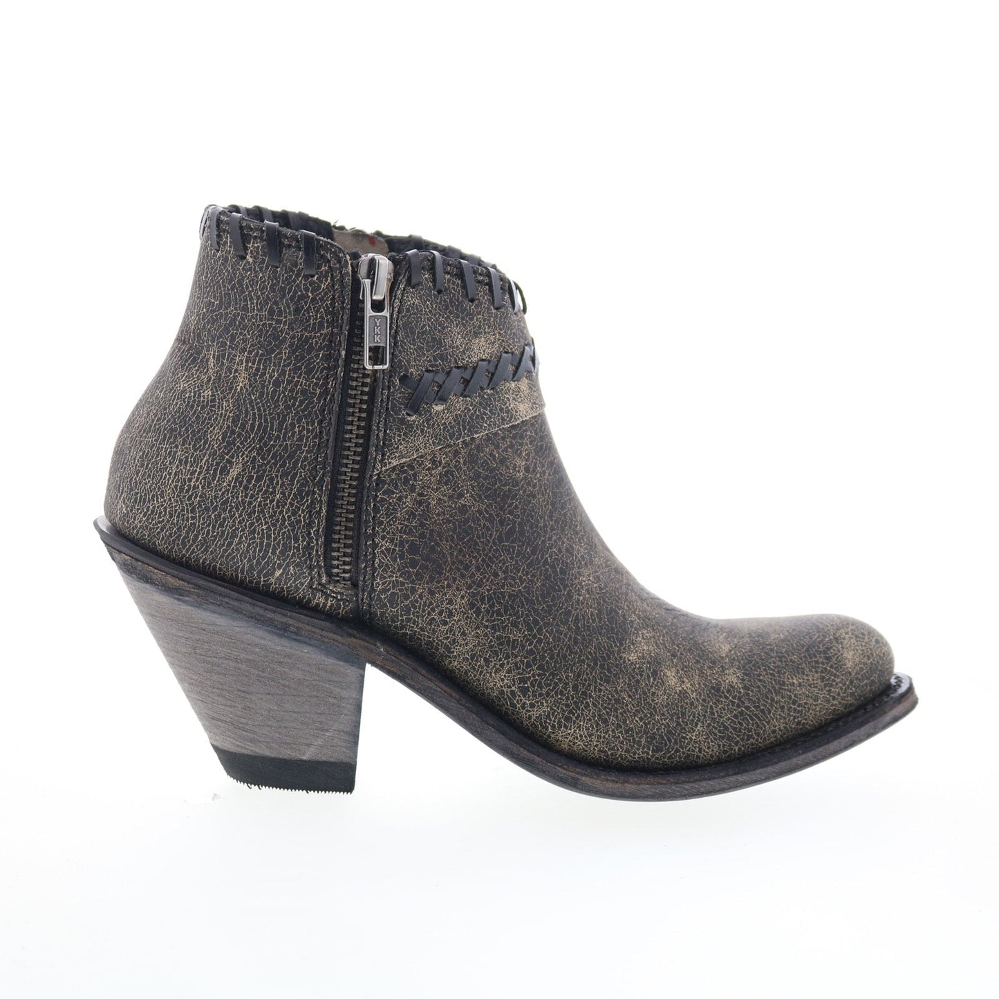 Jama Old West Snip Toe 18155 Womens Gray Leather Zipper Western Boots