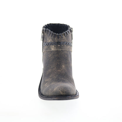 Jama Old West Snip Toe 18155 Womens Gray Leather Zipper Western Boots