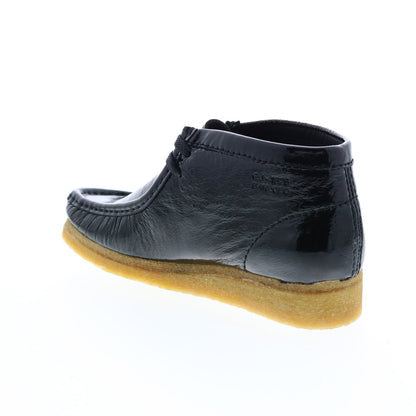Clarks Wallabee Boot 26154804 Womens Black Patent Leather Chukkas Boots