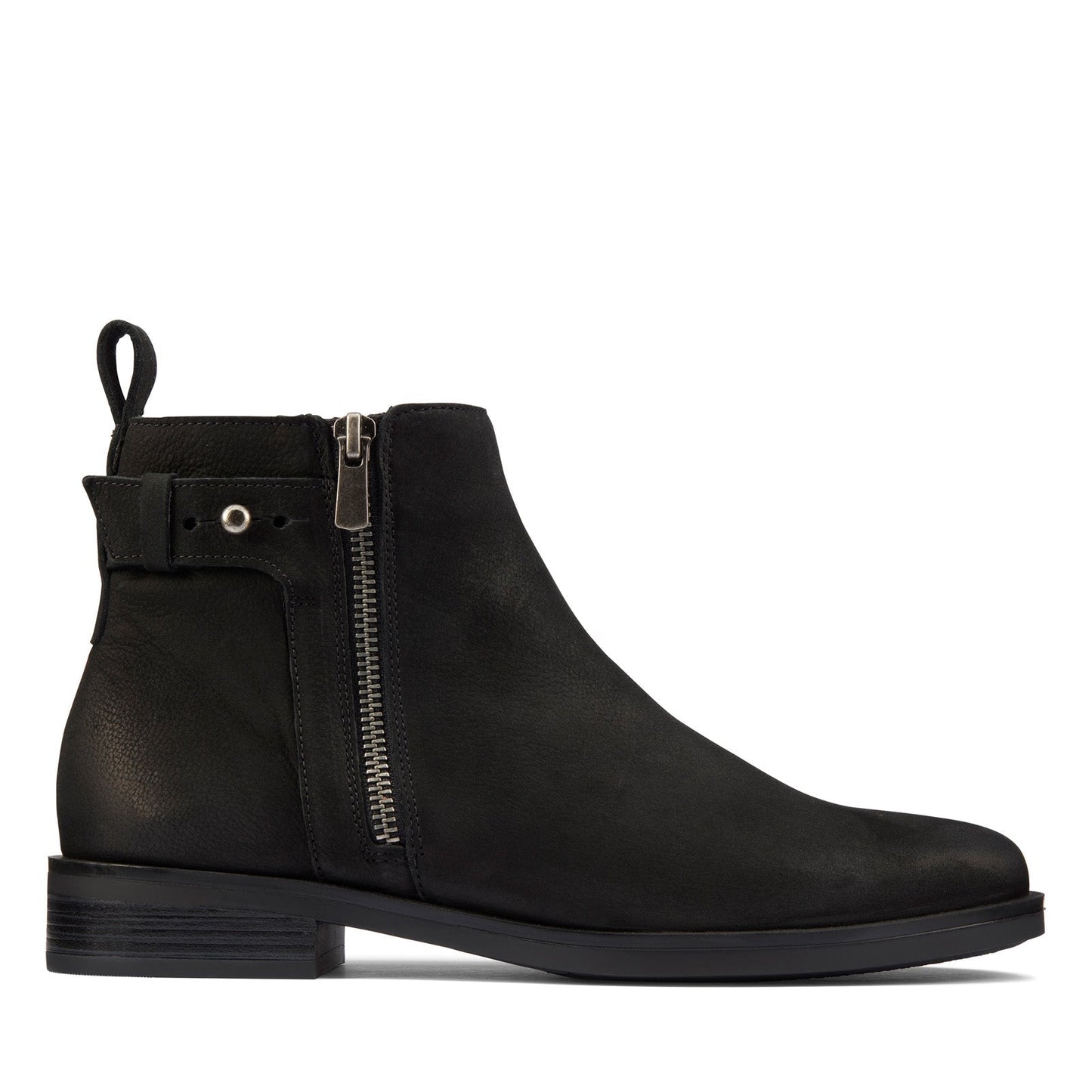 Clarks Memi LO 26162170 Womens Black Nubuck Zipper Ankle & Booties Boots
