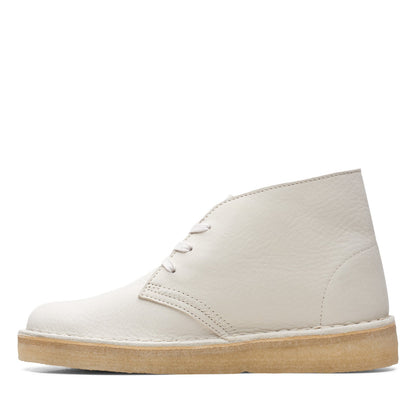 Clarks Desert Coal 26165813 Womens White Nubuck Lace Up Chukkas Boots