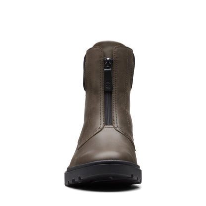Clarks Calla Zip 26167345 Womens Green Zipper Leather Casual Boots