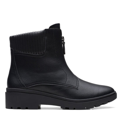 Clarks Calla Zip 26167695 Womens Black Leather Zipper Casual Dress Boots