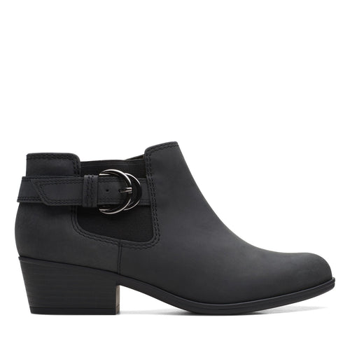 Clarks Adreena Field 26169610 Womens Black Leather Ankle & Booties Boots