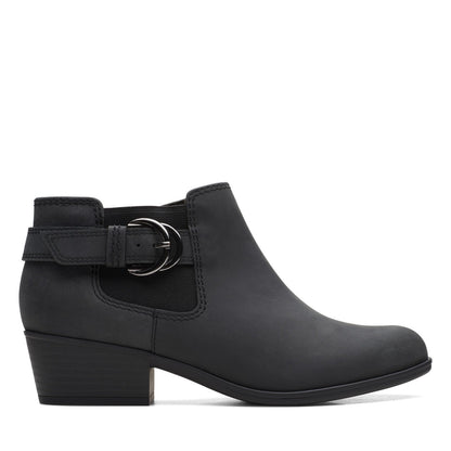 Clarks Adreena Field 26169610 Womens Black Wide Leather Ankle & Booties Boots