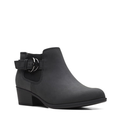 Clarks Adreena Field 26169610 Womens Black Wide Leather Ankle & Booties Boots