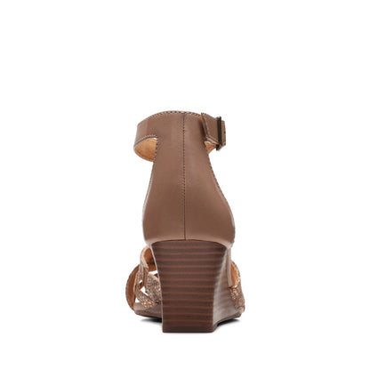 Clarks Cielo Charm 26171525 Womens Brown Leather Wedges Sandals Shoes