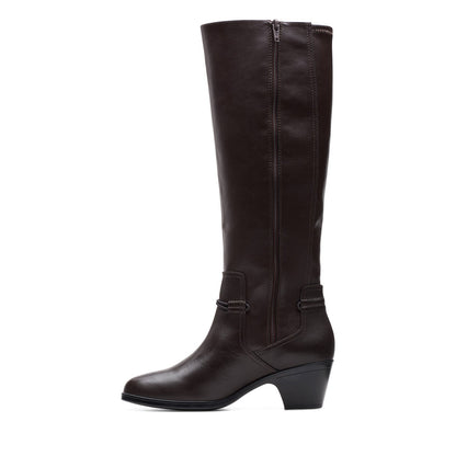 Clarks Emily 2 Sky 26174084 Womens Brown Leather Zipper Knee High Boots