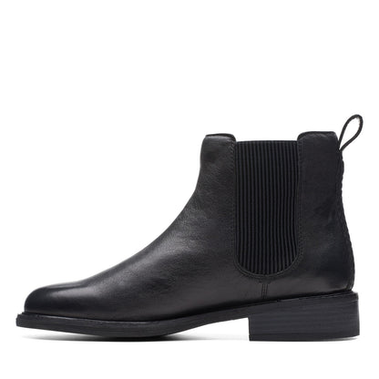 Clarks Cologne Arlo 2 26174767 Womens Black Wide Leather Chelsea Boots