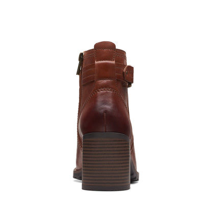 Clarks Leda Strap 26174961 Womens Brown Wide Leather Ankle & Booties Boots