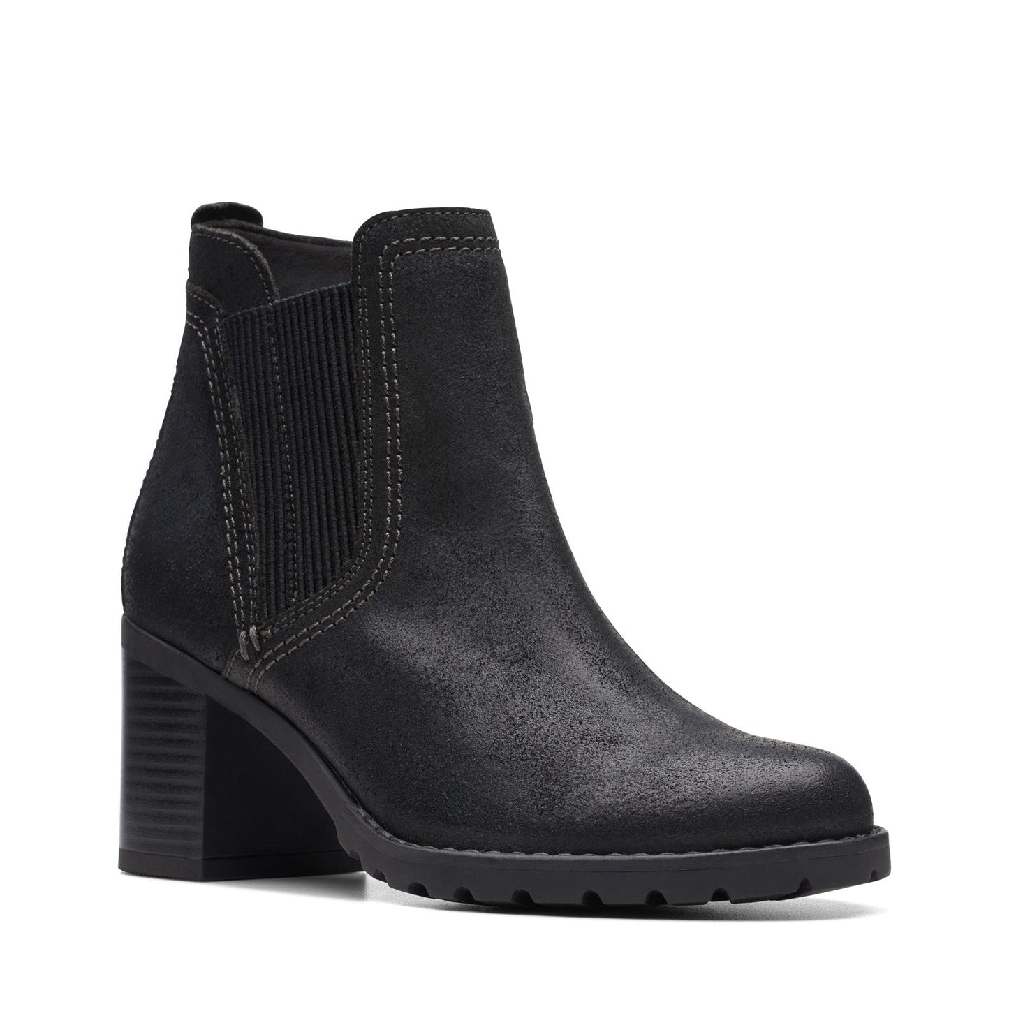 Clarks Leda Up 26174962 Womens Black Suede Zipper Ankle & Booties Boots