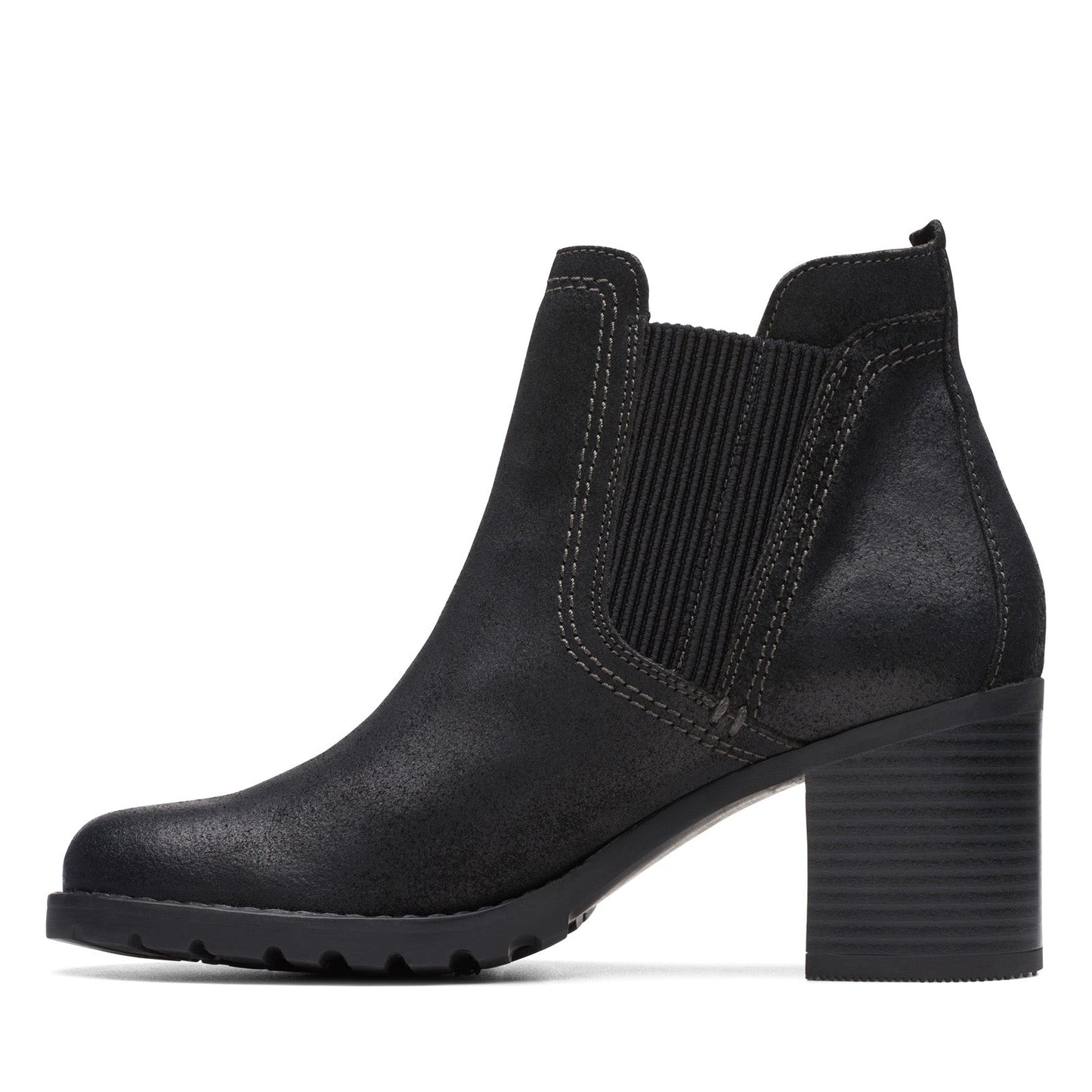 Clarks Leda Up 26174962 Womens Black Suede Zipper Ankle & Booties Boots