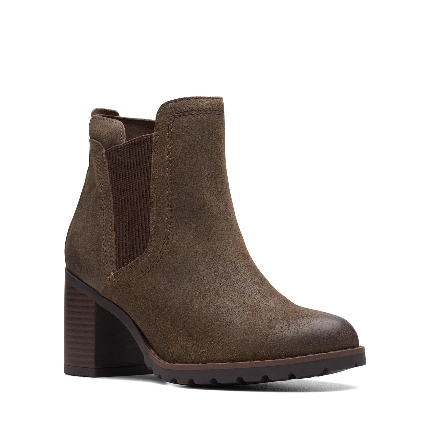 Clarks Leda Up 26174963 Womens Green Suede Zipper Ankle & Booties Boots
