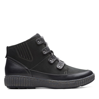 Clarks Magnolia Moon 26174976 Womens Black Wide Nubuck Casual Dress Boots