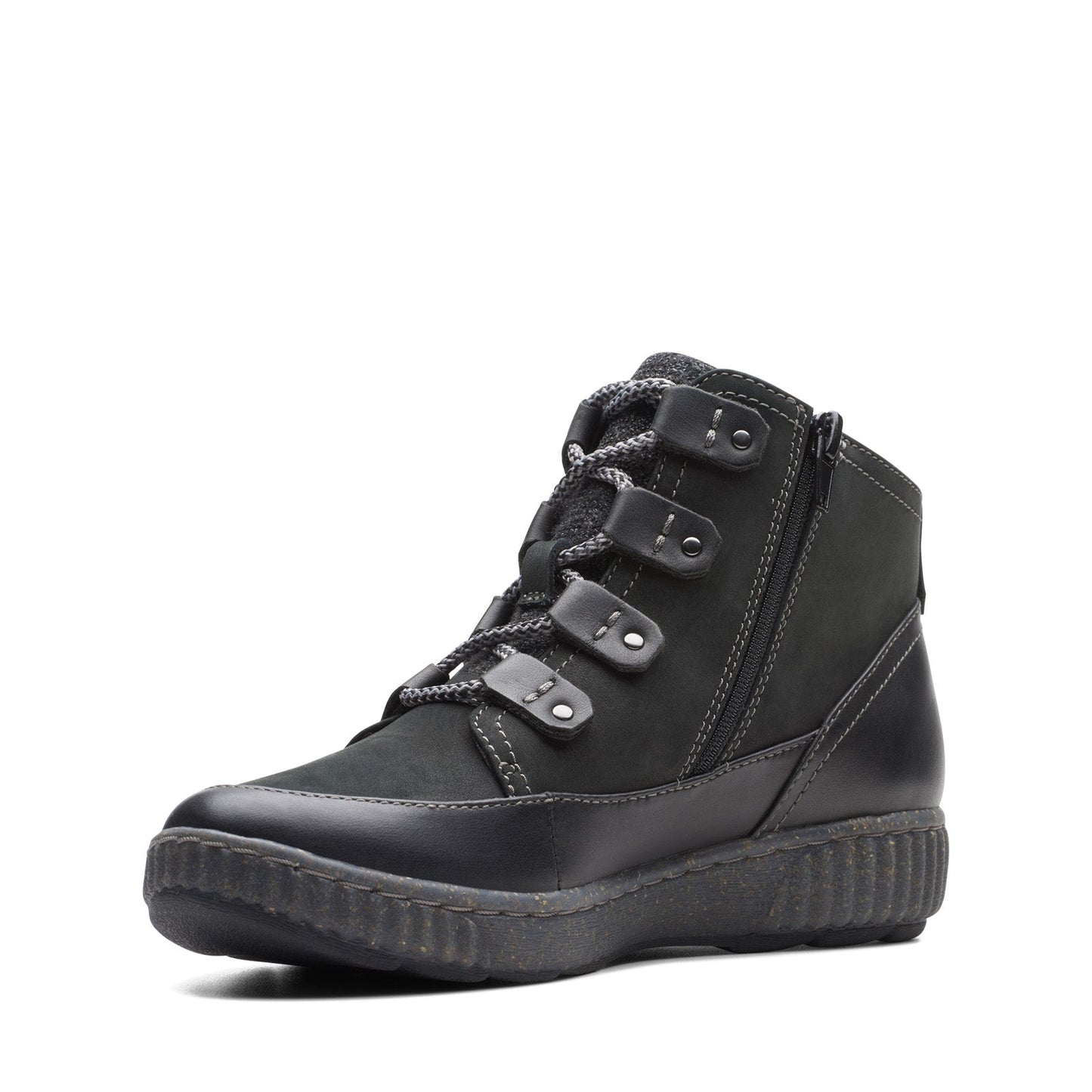Clarks Magnolia Moon 26174976 Womens Black Wide Nubuck Casual Dress Boots