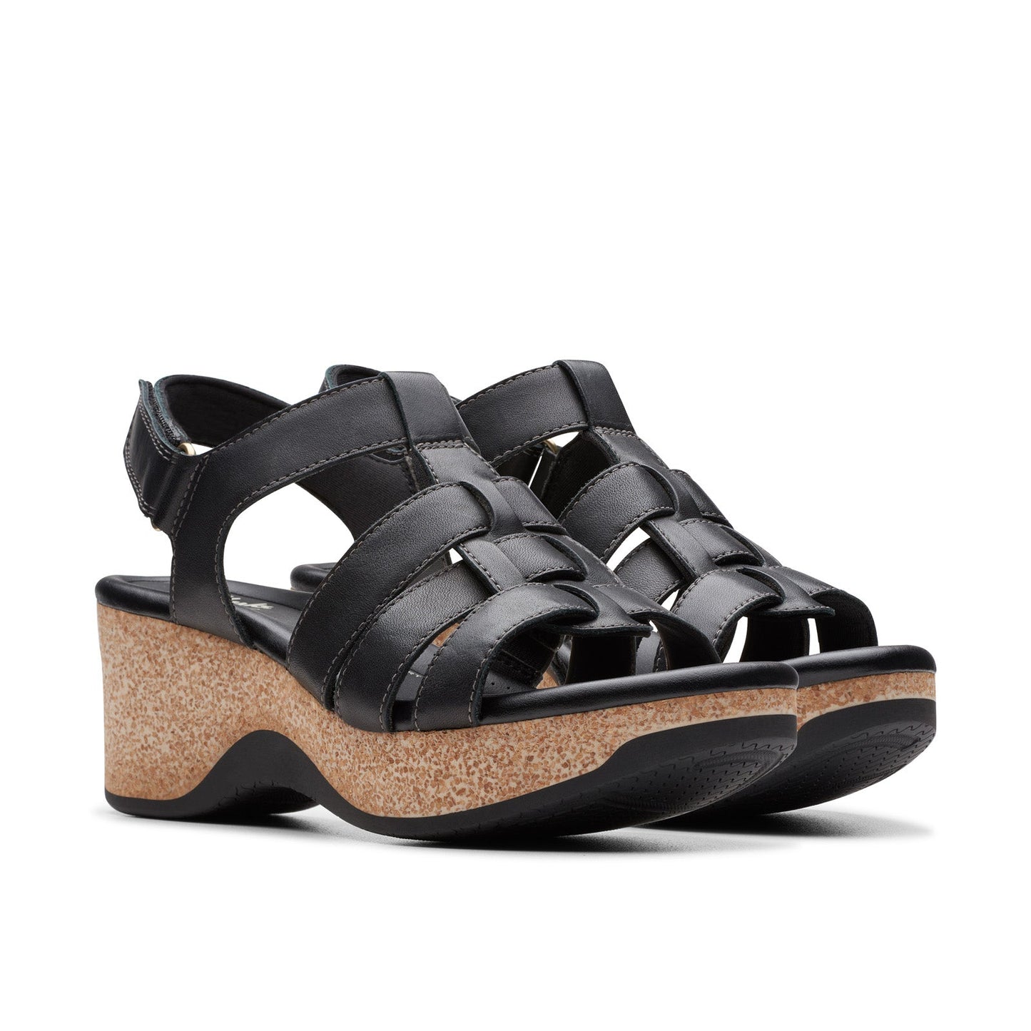 Clarks Chelseah Peak 26177069 Womens Black Leather Strap Sandals Shoes