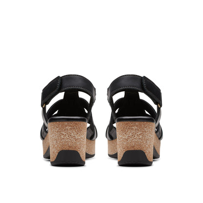 Clarks Chelseah Peak 26177069 Womens Black Leather Strap Sandals Shoes