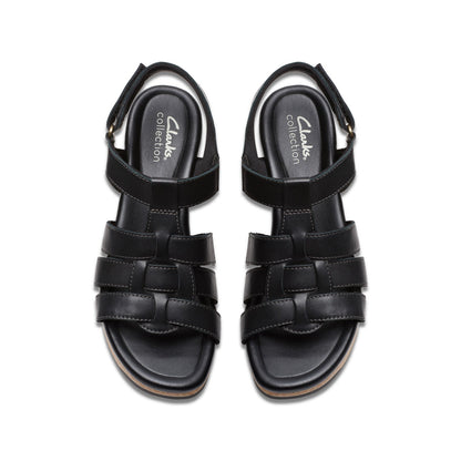 Clarks Chelseah Peak 26177069 Womens Black Leather Strap Sandals Shoes