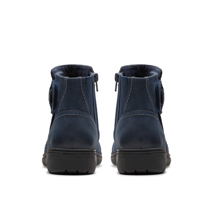Clarks Carleigh Style 26180601 Womens Blue Wide Nubuck Casual Dress Boots