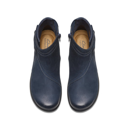 Clarks Carleigh Style 26180601 Womens Blue Wide Nubuck Casual Dress Boots