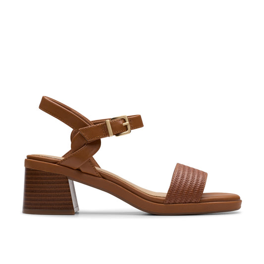 Clarks Jaylan Ray 26181661 Womens Brown Leather Strap Heels Shoes