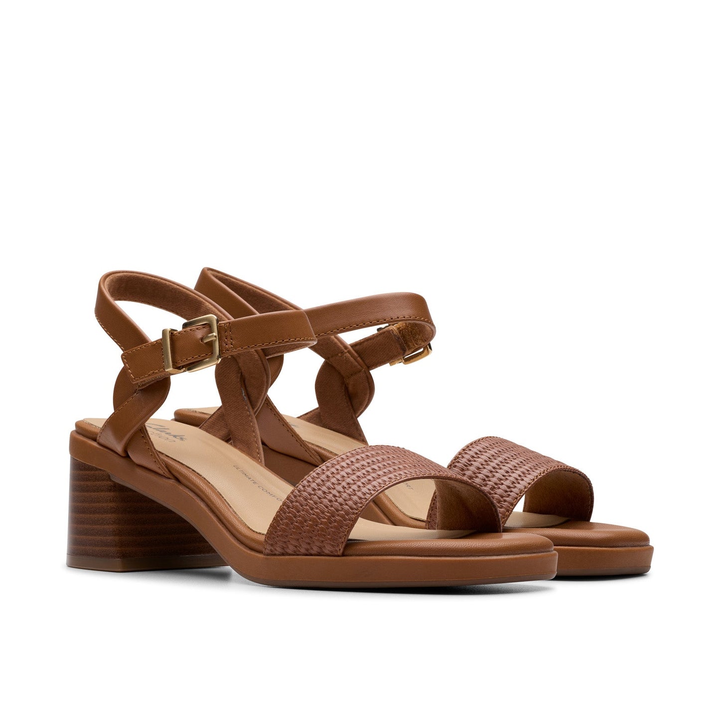 Clarks Jaylan Ray 26181661 Womens Brown Leather Strap Heels Shoes