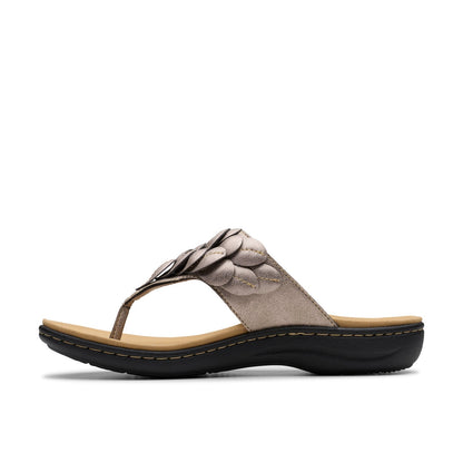 Clarks Laurieann Palm 26181707 Womens Brown Leather Flip-Flops Sandals Shoes