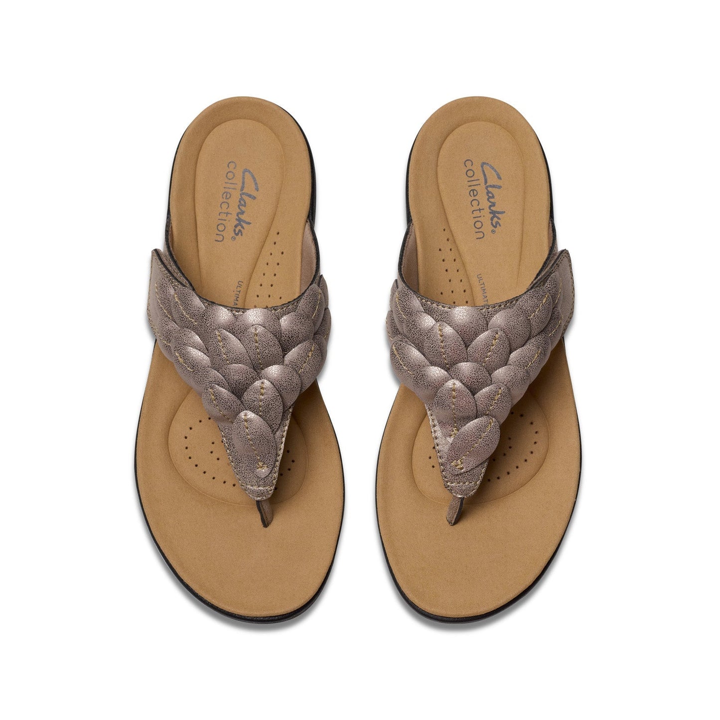 Clarks Laurieann Palm 26181707 Womens Brown Wide Flip-Flops Sandals Shoes