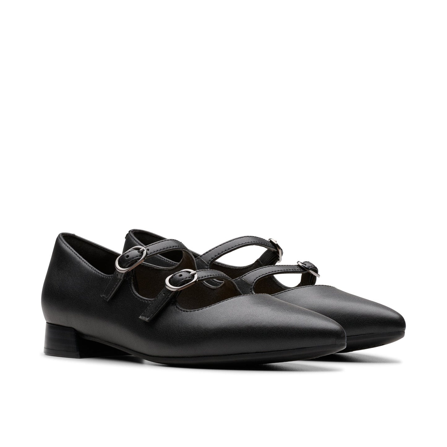 Clarks Natalyn Lane 26181929 Womens Black Wide Leather Mary Jane Flats Shoes