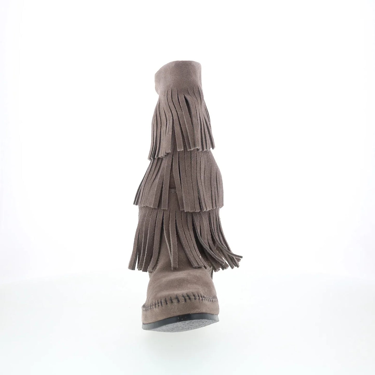 Minnetonka 3 Layer Fringe Boot 1631T Womens Gray Suede Mid Calf Boots