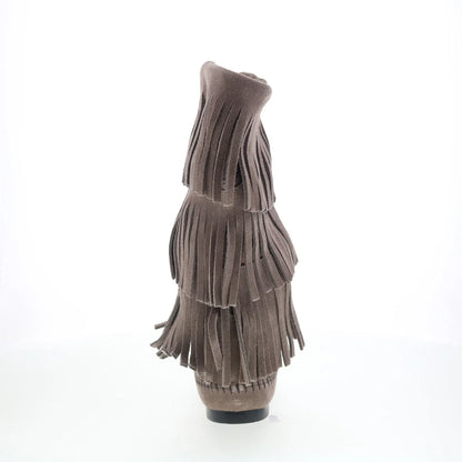 Minnetonka 3 Layer Fringe Boot 1631T Womens Gray Suede Mid Calf Boots