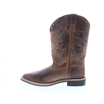 Smoky Mountain Boots Sunburst 6026 Womens Brown Leather Slip On Western Boots