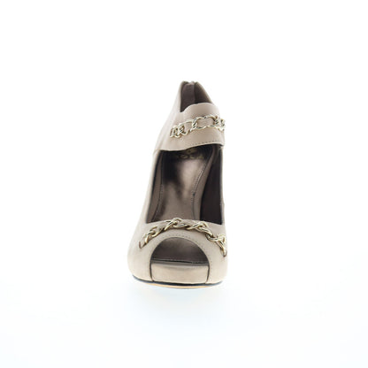 Isola Ciera 6208702 Womens Beige Leather Zipper Heels Pumps Shoes